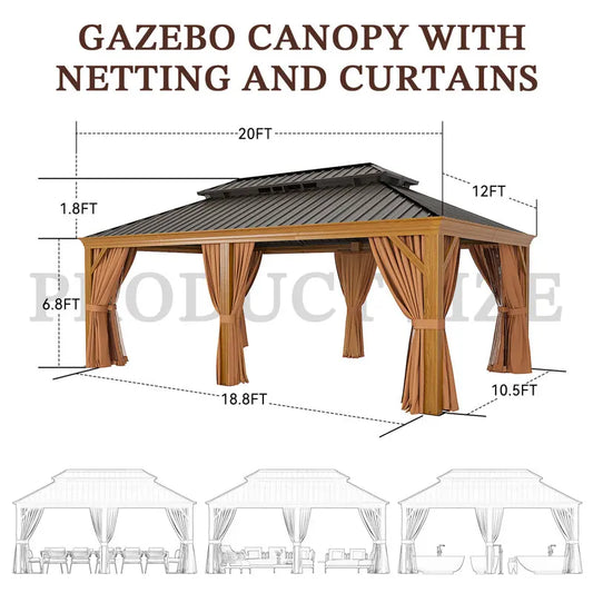Cedar Hardtop Pavilion, 20 × 12 ft