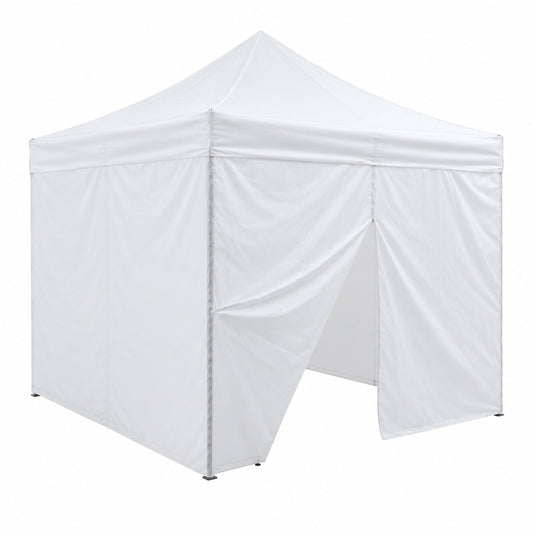 10X10 Pop up Canopy Tent, Sidewalls, Straight Leg Shelter, Steel Frame, Roller Bag, White