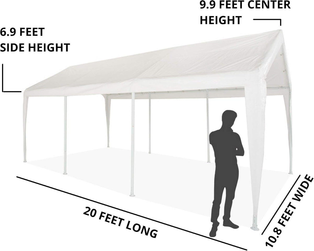 Canopy 11'X20' Portable Garage Fully Enclosed All Season Carport Canopy