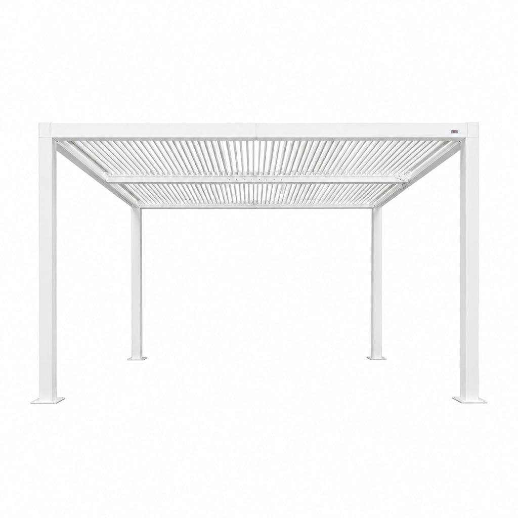 Louvered Pergola, 10 × 14 ft, White