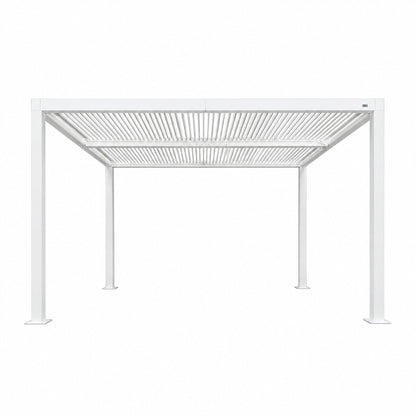 Louvered Pergola Modern White Pergola with Adjustable Roof for Deck Backyard Garden