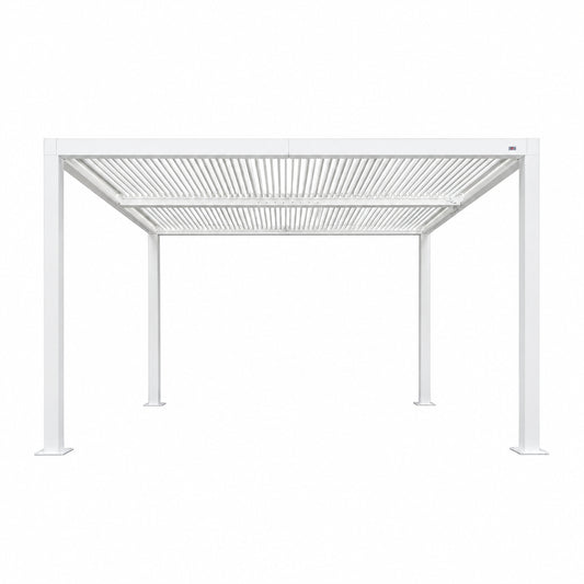 Louvered Pergola Modern White Pergola with Adjustable Roof for Deck Backyard Garden