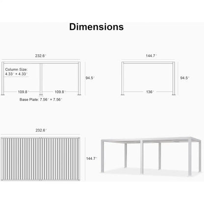 Louvered Pergola Modern White Pergola with Adjustable Roof for Deck Backyard Garden