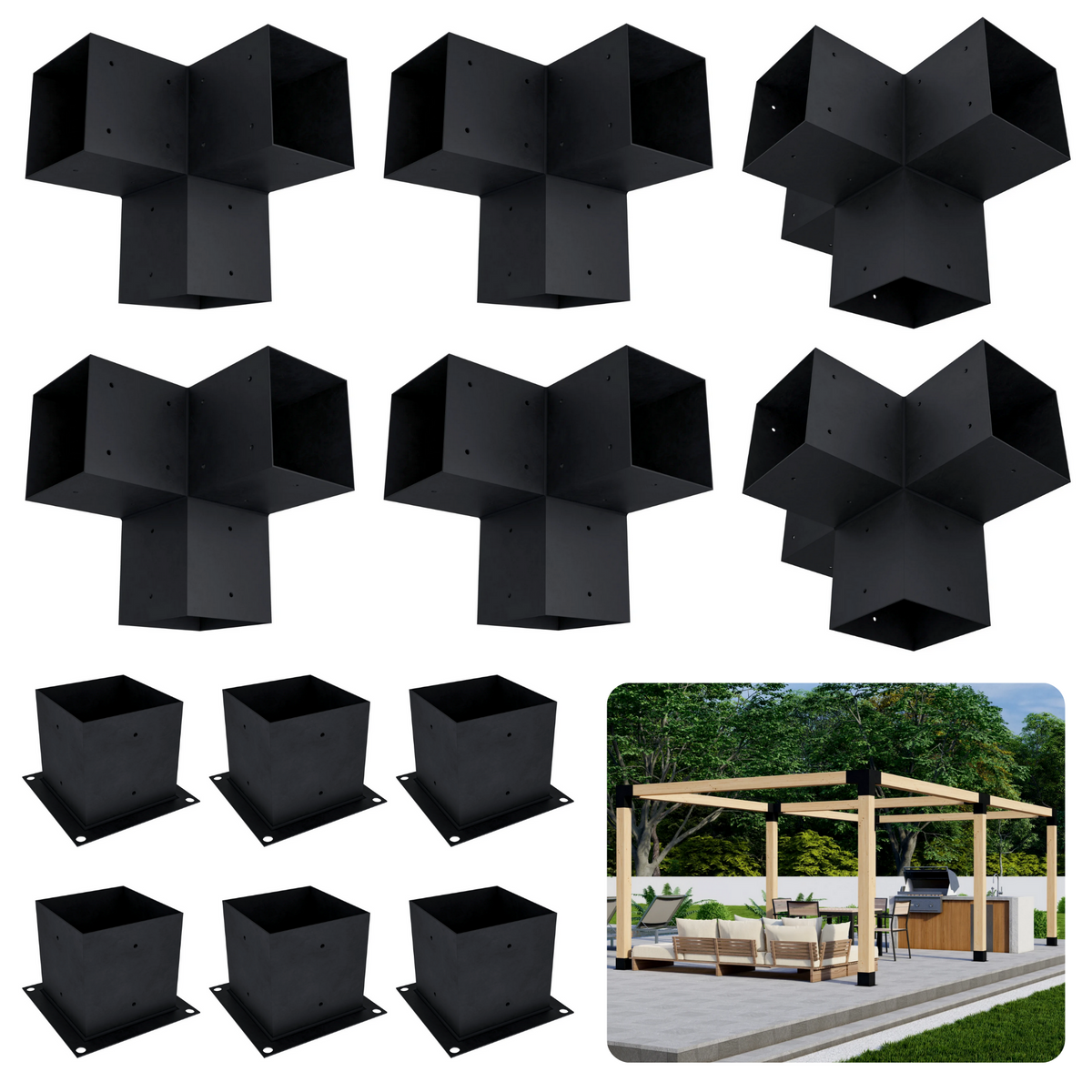 Freestanding Pergola Bracket Kit, up to 24 × 12 ft