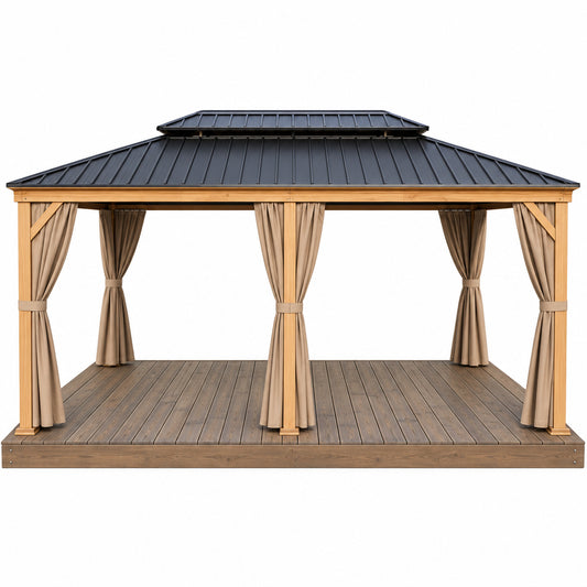 Gazebo 12-Ft X 20-Ft Hardtop Roof Aluminum Gazebo (Screen Included)